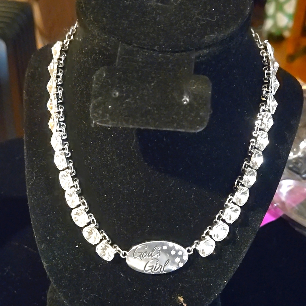 RHINESTONE NECKLACE "GODS GIRL# 16"-20"